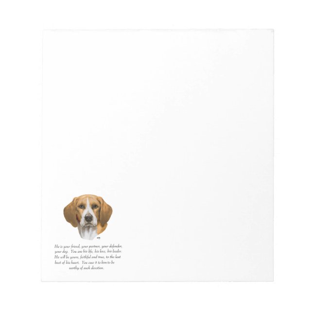 Beagle Keepake MALE Notizblock (Vorderseite)