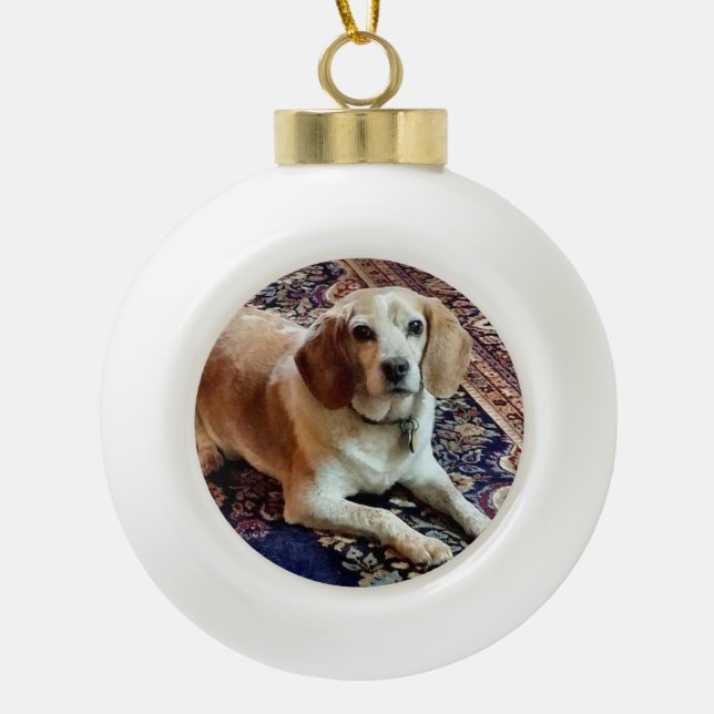 Beagle Keramik Ball Weihnachtsgeschmack Kugel-Ornament (Vorderseite)