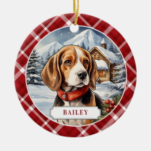 Beagle Keramik Circle Ornament