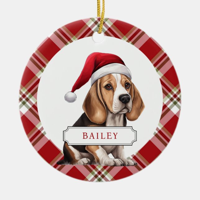 Beagle Keramik Circle Ornament (Vorne)