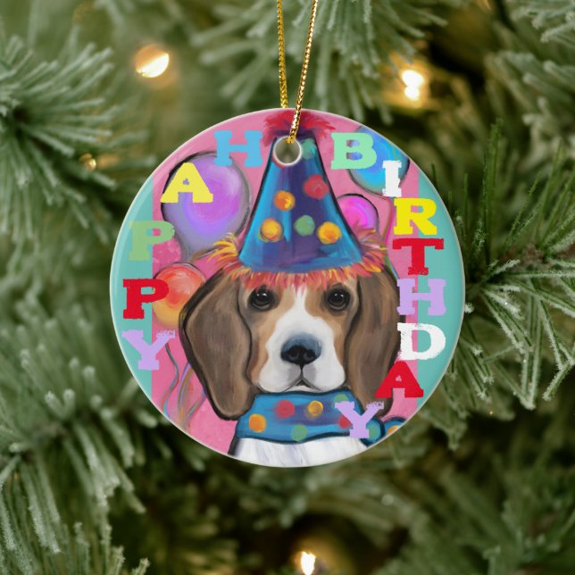 BEAGLE KERAMIK ORNAMENT (Baum)