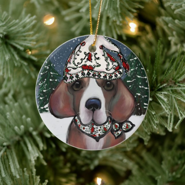 Beagle Keramik Ornament (Baum)