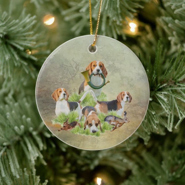 Beagle Keramik Ornament (Baum)