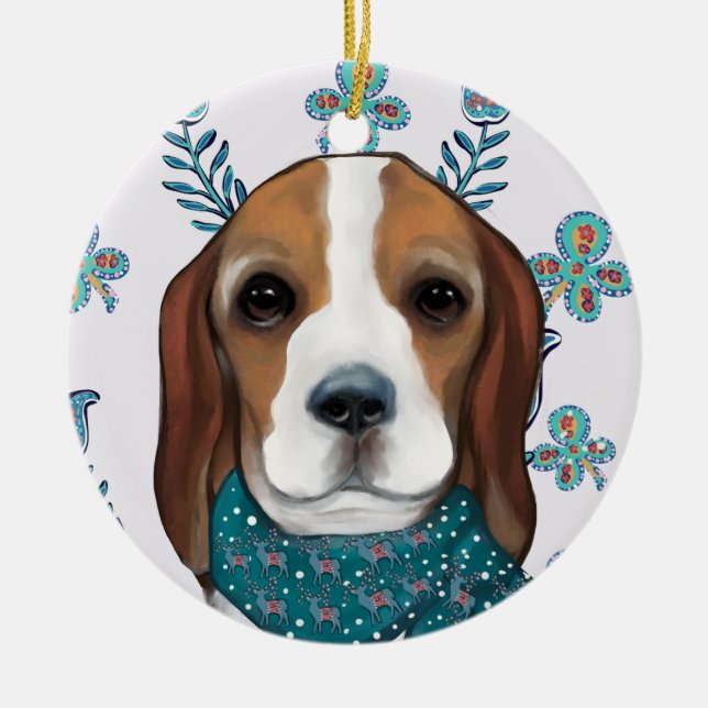 Beagle Keramik Ornament (Vorne)