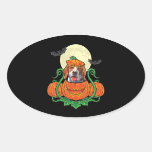 Beagle-Kostüm Halloween-Kürbis Ovaler Aufkleber