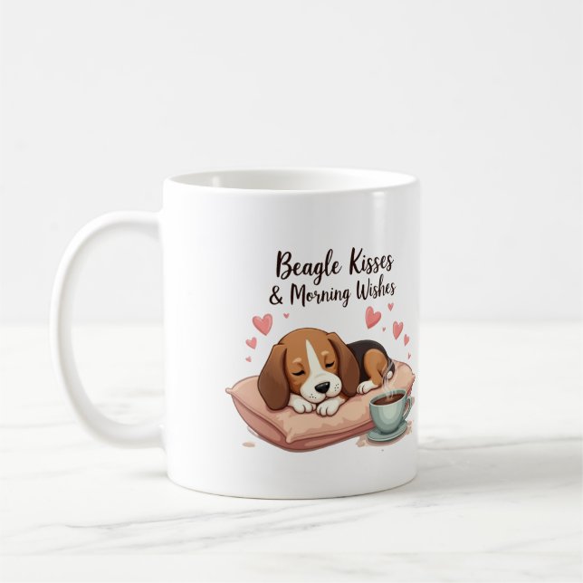 Beagle Küsse & Morgenwünsche Kaffeetasse (Links)