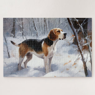 Beagle Lass es schneien Weihnachten Puzzle