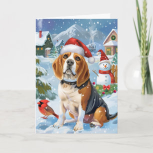 Beagle Lass es schneien Weihnachtsferien Karte
