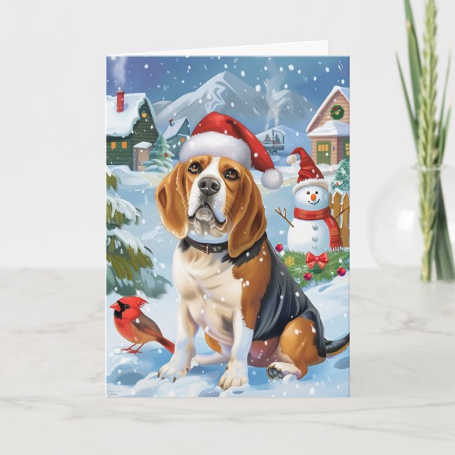 Beagle Lassen Sie es Schnee Weihnachtsfeiertage Karte (Vorderseite)
