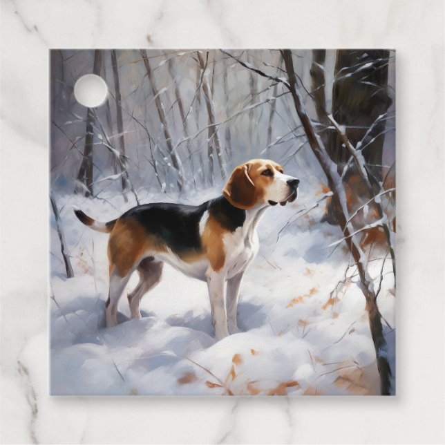 Beagle lässt es Weihnachten schneien Geschenkanhänger (Vorderseite)