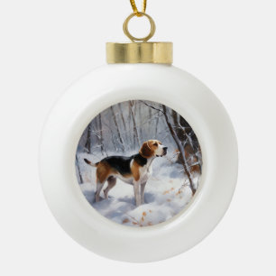 Beagle lässt es Weihnachten schneien Keramik Kugel-Ornament