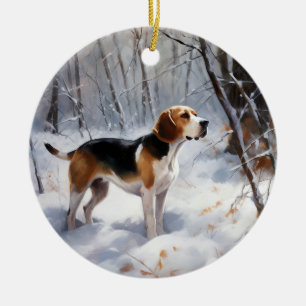 Beagle lässt es Weihnachten schneien Keramik Ornament
