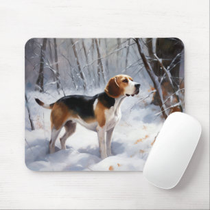 Beagle lässt es Weihnachten schneien Mousepad