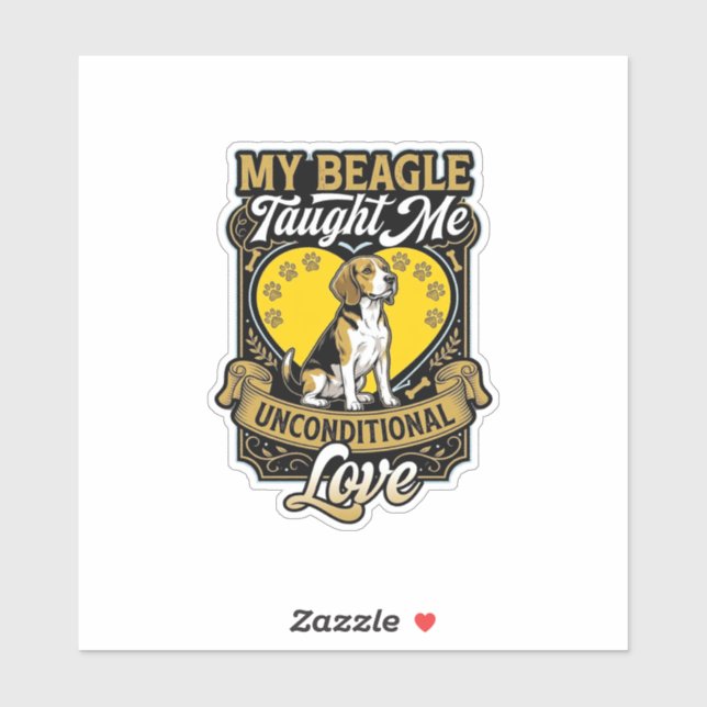 Beagle lehrte mich bedingungslose Liebe Hundeherz  Aufkleber (Blatt)
