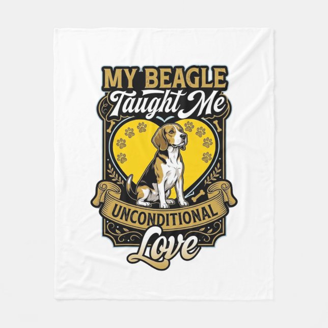Beagle lehrte mich bedingungslose Liebe Hundeherz  Fleecedecke (Vorderseite)