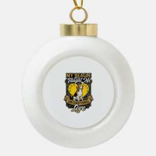 Beagle lehrte mich bedingungslose Liebe Hundeherz Keramik Kugel-Ornament