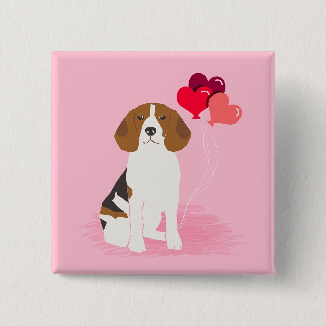 Beagle-Liebe-Ballon-Knopf - hinterer Knopf des Button (Vorderseite)