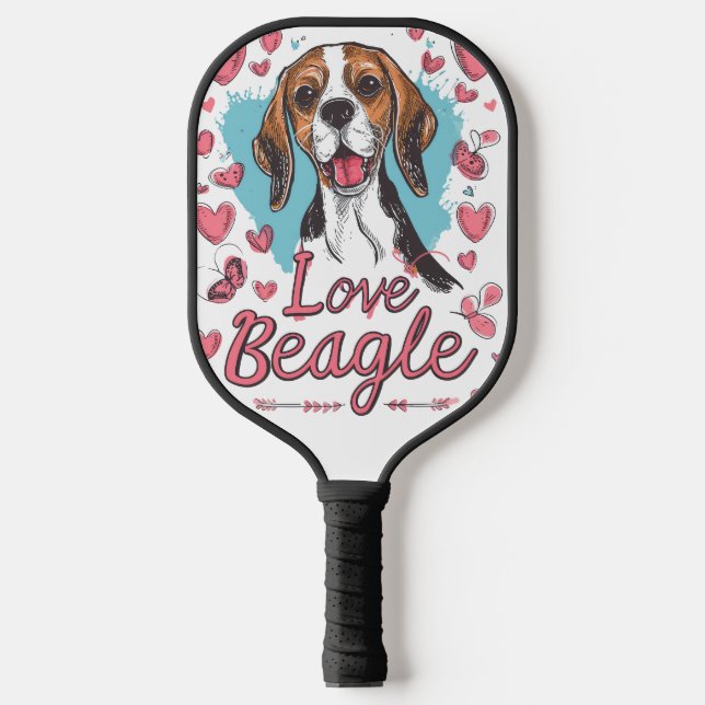 Beagle Liebe Pickleball Schläger (Vorderseite)