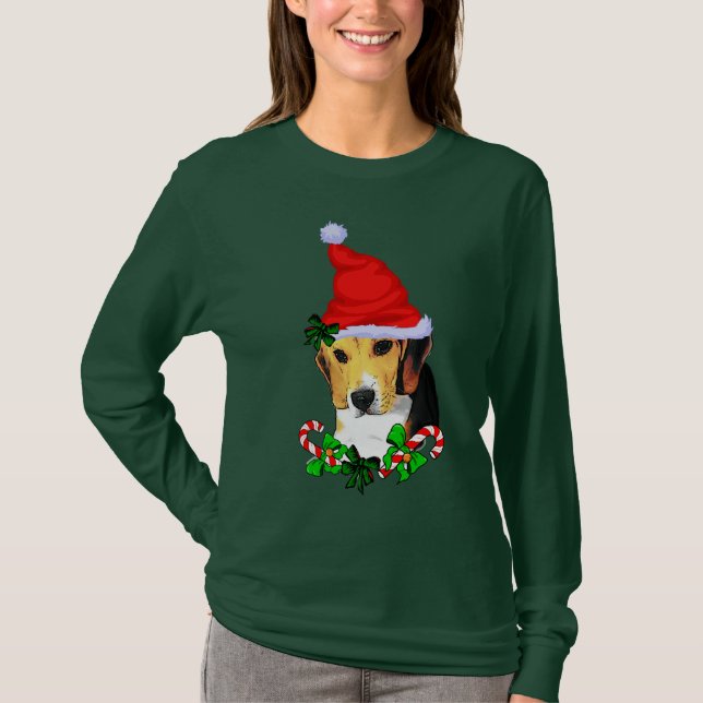 Beagle Liebhaber Weihnachten T-Shirt (Vorderseite)