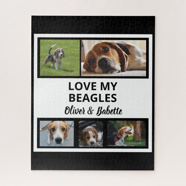 Beagle liebt individuelle Welpen- und Hundefotocol Puzzle (Vertikal)