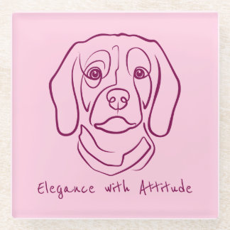 Beagle Line Art, Elegance with Attitude Glasuntersetzer