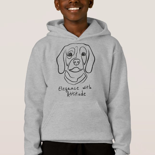 Beagle Line Art, Elegance with Attitude Hoodie (Vorderseite)