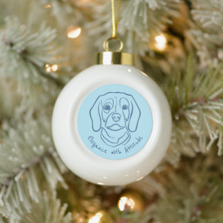 Beagle Line Art, Elegance with Attitude Keramik Kugel-Ornament