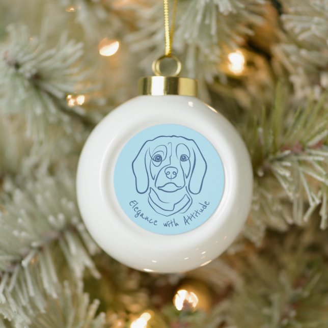 Beagle Line Art, Elegance with Attitude Keramik Kugel-Ornament (Baum)