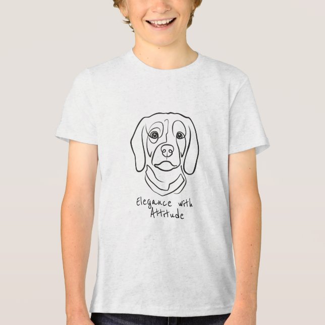 Beagle Line Art, Elegance with Attitude Tri-Blend Shirt (Vorderseite)