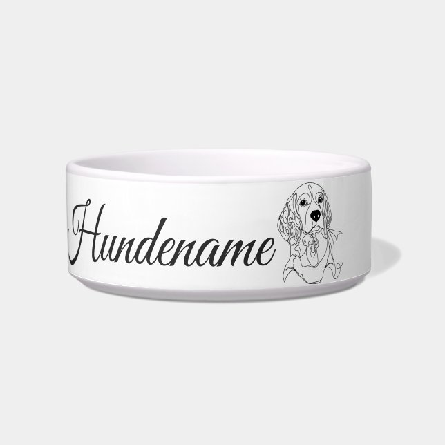 Beagle Line Art personalized bowl Napf (Vorderseite)