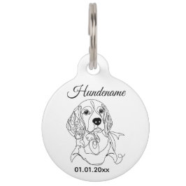 Beagle Line Art Personalized Tag Haustiermarke