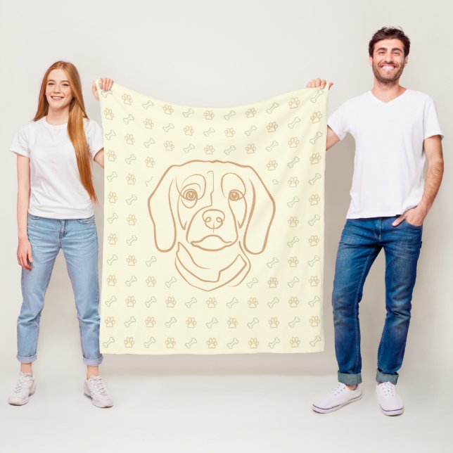 Beagle-Linienkunst, Eleganz mit Haltung Fleecedecke (Beispiel)