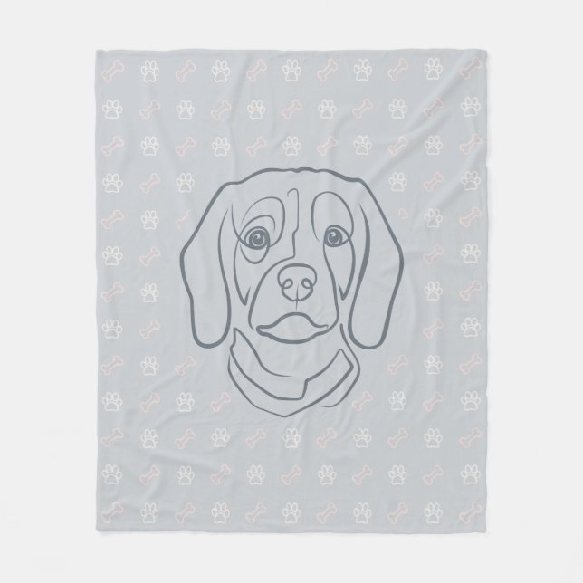 Beagle-Linienkunst, Eleganz mit Haltung Fleecedecke (Vorderseite)