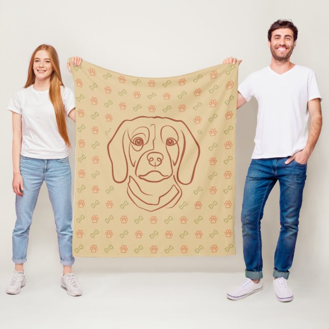 Beagle-Linienkunst, Eleganz mit Haltung Fleecedecke (Beispiel)