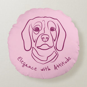 Beagle-Linienkunst, Eleganz mit Haltung Rundes Kissen