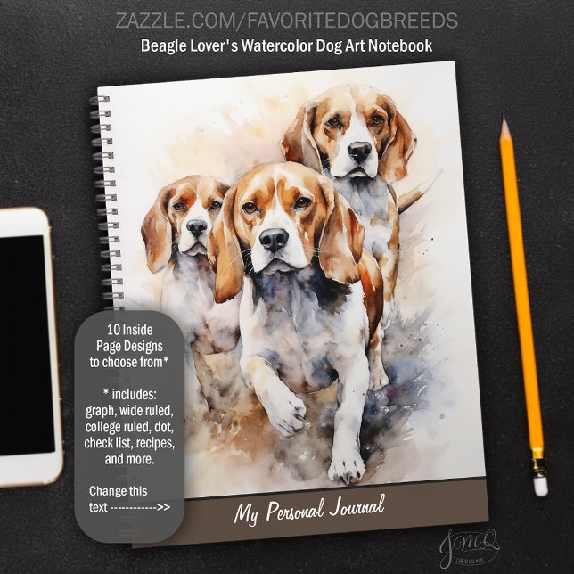 Beagle Lover's Wasserfarbenspiel Notizbuch (Beagle Lover's Watercolor Dog Art Notebook)