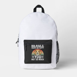 Beagle Macht Mich Glücklich Hunde Liebhaber Bedruckter Rucksack