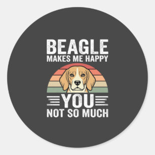 Beagle Macht Mich Glücklich Hunde Liebhaber Runder Aufkleber