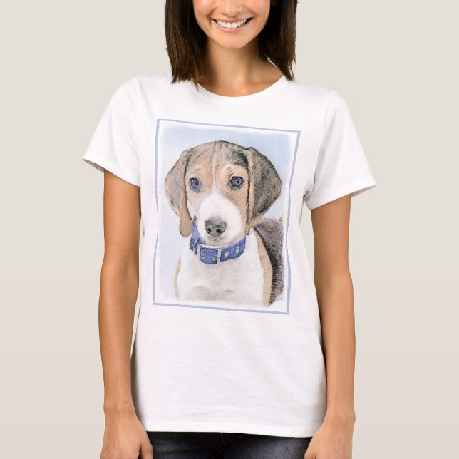 Beagle-Malerei - Niedliche Hundekunst T-Shirt (Vorderseite)