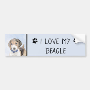 Beagle Malerei - Niedliche Original Hunde Kunst Autoaufkleber