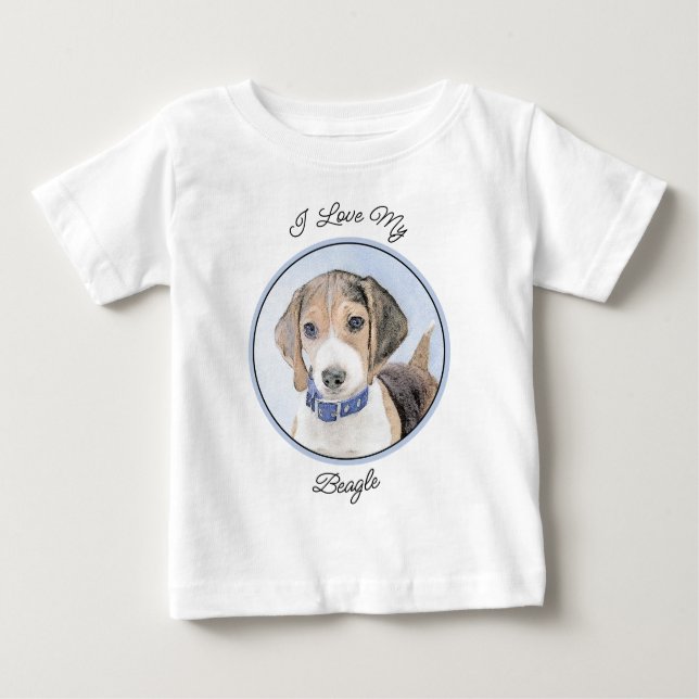 Beagle Malerei - Niedliche Original Hunde Kunst Baby T-shirt (Vorderseite)