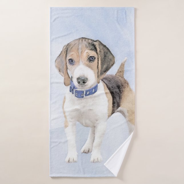 Beagle Malerei - Niedliche Original Hunde Kunst Badhandtuch Set (Badehandtuch)