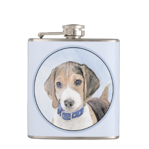 Beagle Malerei - Niedliche Original Hunde Kunst Flachmann