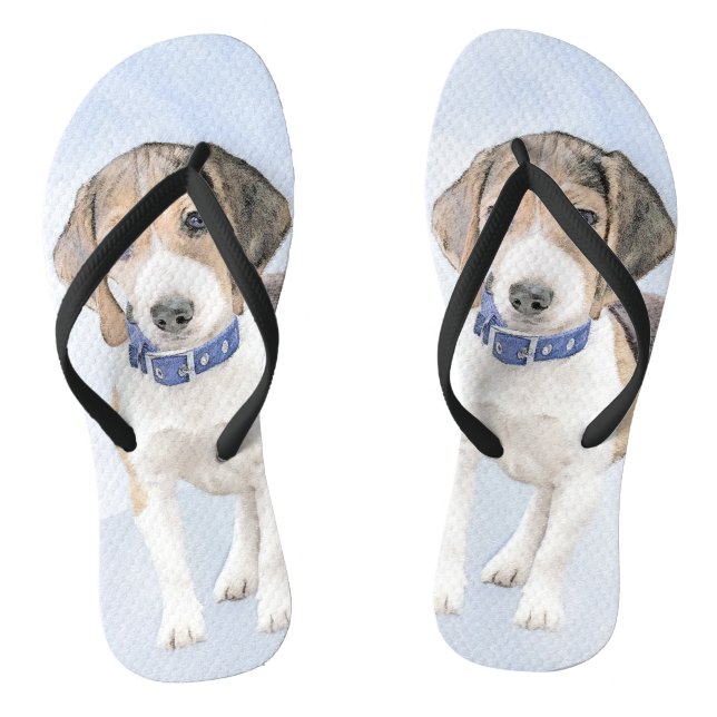 Beagle Malerei - Niedliche Original Hunde Kunst Flip Flops (Fußbett)