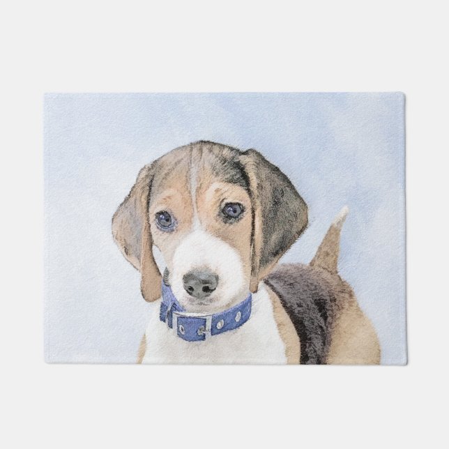 Beagle Malerei - Niedliche Original Hunde Kunst Fußmatte (Vorderseite)