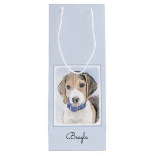 Beagle Malerei - Niedliche Original Hunde Kunst Geschenktüte Für Weinflaschen