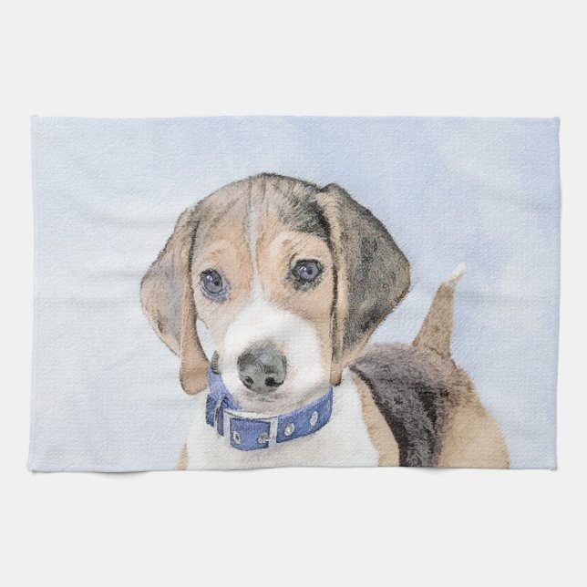Beagle Malerei - Niedliche Original Hunde Kunst Geschirrtuch (Horizontal)
