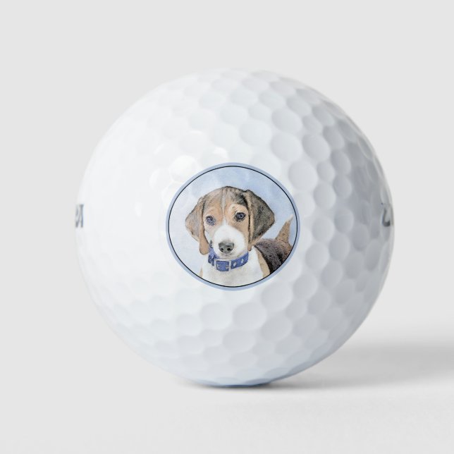 Beagle Malerei - Niedliche Original Hunde Kunst Golfball (Vorderseite)