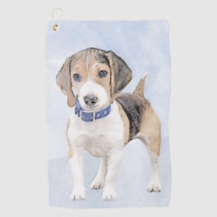 Beagle Malerei - Niedliche Original Hunde Kunst Golfhandtuch