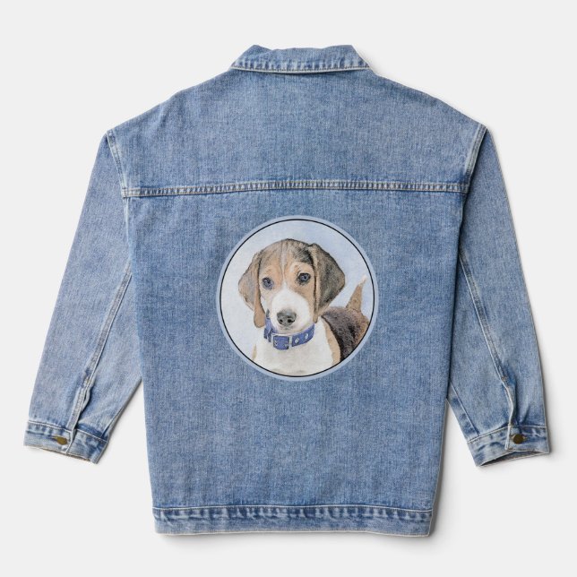 Beagle Malerei - Niedliche Original Hunde Kunst Jeansjacke (Rückseite)
